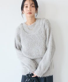 CRAFT STANDARD BOUTIQUE 洗える/ビスチェ付きシャギーニットプルオーバー