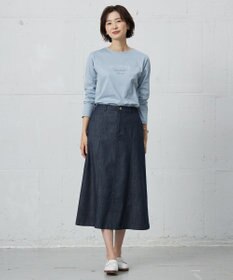 J.PRESS LADIES 【洗える】セルロースシャンブレー フレアー スカート