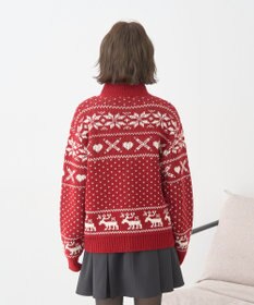 earth music&ecology ダブルzipノルディックカウチンニットカーディガン