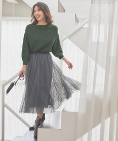 ANY 【洗濯機可】パフスリーブガーターニット