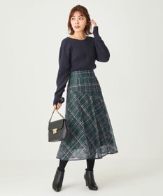 ANY SIS 【洗える】レースオンチェック スカート