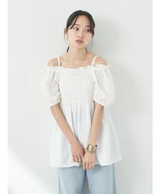 earth music&ecology ２ｗａｙショルダーシャーリングチュニック