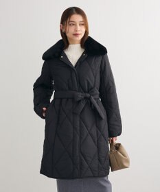 Green Parks ファー衿ダイヤキルト中綿コート