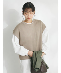 CRAFT STANDARD BOUTIQUE 【洗える】ニットベスト+シャツワンピースSET-B