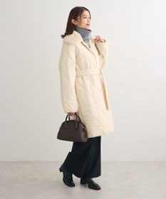 Green Parks ファー衿ダイヤキルト中綿コート