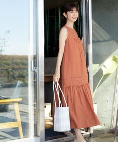 Tiaclasse 【小倉優子さん着用・洗える・XSサイズ】麻調ピンタックロングワンピース