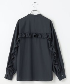 #Newans 【シワになりにくい/洗濯機可能】ラウンドフリルバンドカラーシャツ