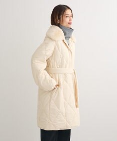 Green Parks ファー衿ダイヤキルト中綿コート