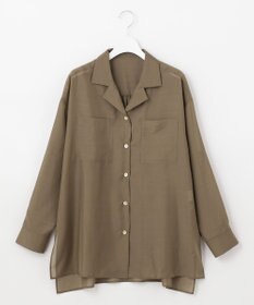 自由区 【洗える/シワになりにくい】オープンカラー シアーブラウス