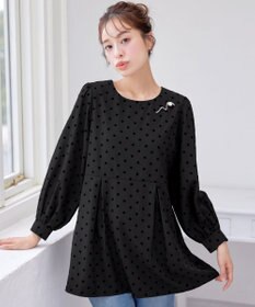 Tiaclasse L 【洗える】フロッキードットチュニック