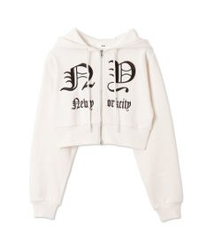 WEGO グラフィック裏起毛ショートZIPパーカー