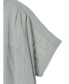 Green Parks インド綿  バンドカラーデザイン５分袖シャツ