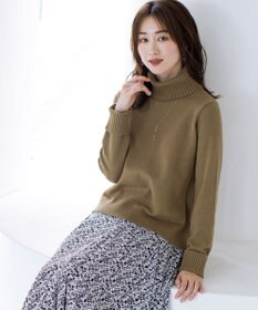 Tiaclasse 【洗える】もっちり柔らかいリブタートルプルオーバーニット