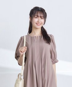 Tiaclasse 【洗える】ボリュームパフスリーブピンタックワンピース