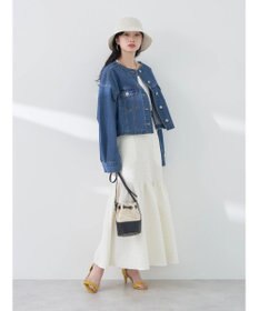 earth music&ecology エンボスフラワー　切替ボリュームスカート