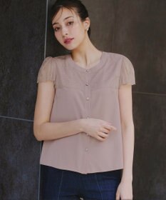 Tiaclasse L 【洗える】フレンチスリーブレースブラウス