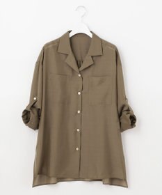 自由区 【洗える/シワになりにくい】オープンカラー シアーブラウス