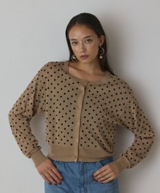 GRACE CONTINENTAL ドットフロッキーニットカーディガン