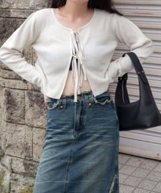 WEGO リボンリブカーディガン