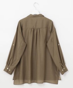 自由区 【洗える/シワになりにくい】オープンカラー シアーブラウス