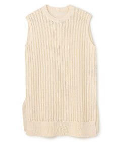 BEIGE， 【洗える】ALOE / コットンメッシュオーガンジーノースリーブニット