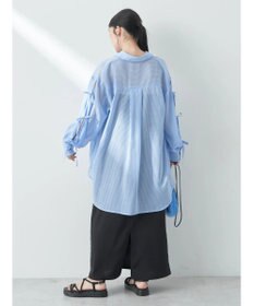 earth music&ecology 袖スリットリボンロングシャツ