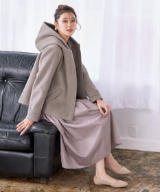 Tiaclasse ウールライクフーデットショートコート