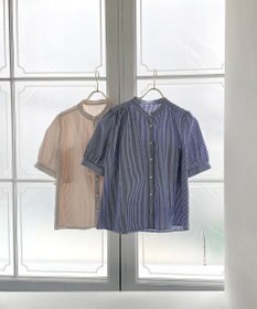 Feroux 【洗える】バンドカラーパールボタン ブラウス