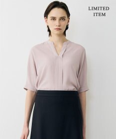 ICB L 【先行予約・WEB限定】BackSatinAmunzen 5分袖キーネックブラウス