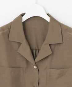 自由区 【洗える/シワになりにくい】オープンカラー シアーブラウス