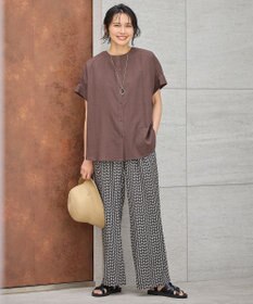 ANY 【洗濯機可/ウエストゴム】ウェーブプリントパンツ