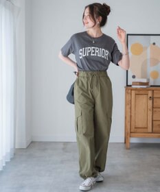 WEGO 【ウエストゴム】ナイロンイージーワイドカーゴパンツ