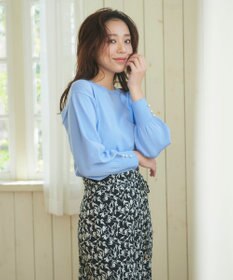 Feroux 【洗える】パールポイントパフスリーブ ニット