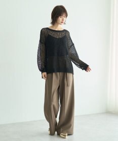 YECCA VECCA 【UVカット/接触冷感/洗える】ベルト付きイージーケアワイドパンツ