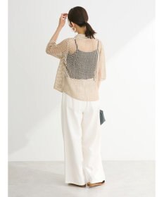 Green Parks メッシュ編み襟付きカーディガン