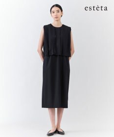 23区 【エステータ】ウールトロドライストレッチ プリーツコンビ ワンピース
