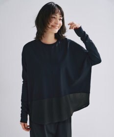 ICB 【洗える】 ヴィスコースワイド シアーコンビプルオーバー ブラック系