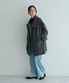 YECCA VECCA ウール混ミドル丈スタンドカラーコート