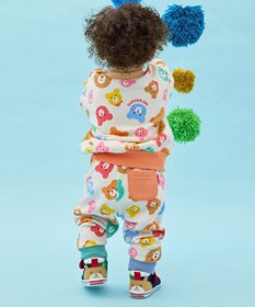 MIKI HOUSE HOT BISCUITS 【80-120cm】カラフルビーンズ 総柄 裏毛パイル素材 パンツ