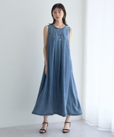 YECCA VECCA バイオ加工ヴィンテージデニムタックワンピース