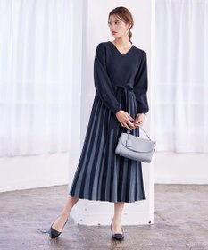 Tiaclasse 【洗える】レース編みニットフレアワンピース