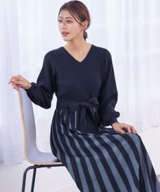 Tiaclasse 【洗える】レース編みニットフレアワンピース