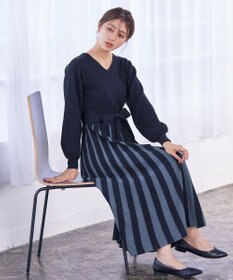 Tiaclasse 【洗える】レース編みニットフレアワンピース