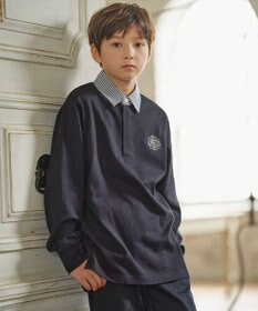 J.PRESS KIDS 【110-130cm】柄襟ラガー 長袖ポロシャツ