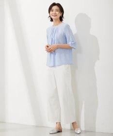 J.PRESS LADIES L 【洗える・吸水速乾】コットン麻シェルドライ ワイド パンツ