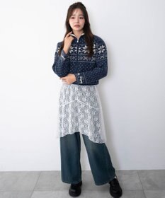 WEGO ユキガラダブルジップカーデ