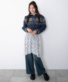 WEGO ユキガラダブルジップカーデ