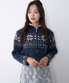 WEGO ユキガラダブルジップカーデ