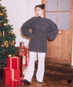 earth music&ecology 【予約】Disney/ポイントミッキーケーブルニット