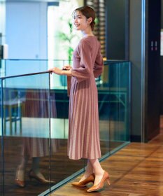 Tiaclasse 【洗える】レース編みニットフレアワンピース